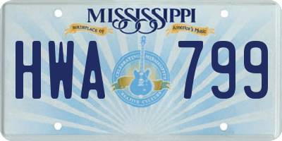 MS license plate HWA799