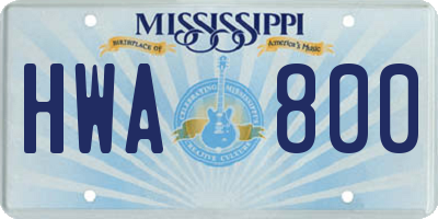 MS license plate HWA800