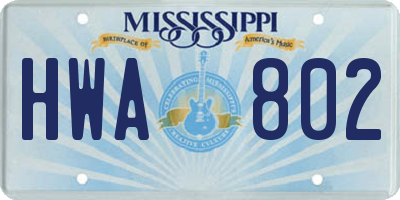 MS license plate HWA802