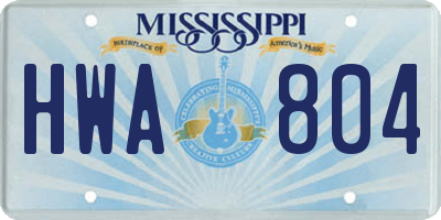 MS license plate HWA804