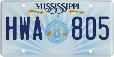 MS license plate HWA805