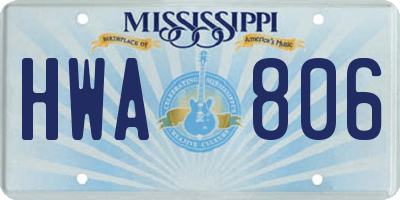 MS license plate HWA806