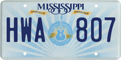 MS license plate HWA807