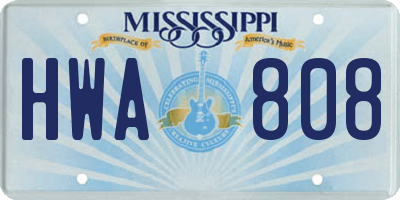 MS license plate HWA808
