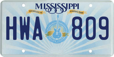 MS license plate HWA809