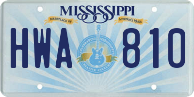 MS license plate HWA810