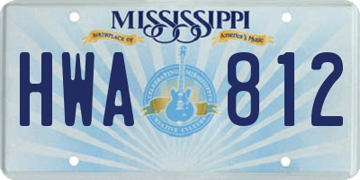 MS license plate HWA812
