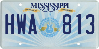 MS license plate HWA813