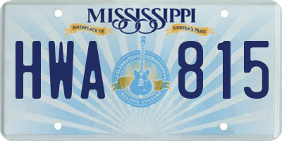 MS license plate HWA815