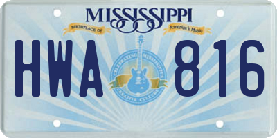MS license plate HWA816