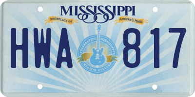 MS license plate HWA817