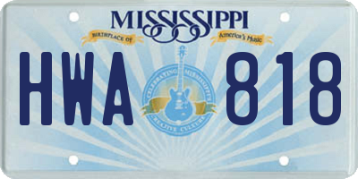 MS license plate HWA818