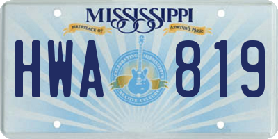 MS license plate HWA819