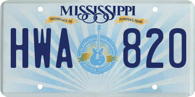 MS license plate HWA820