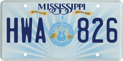 MS license plate HWA826