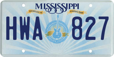 MS license plate HWA827