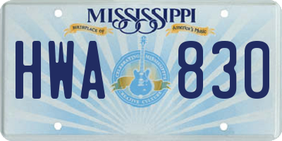 MS license plate HWA830