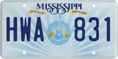 MS license plate HWA831