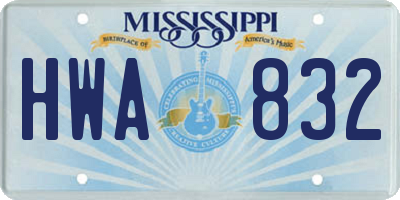 MS license plate HWA832