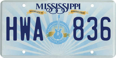 MS license plate HWA836