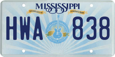 MS license plate HWA838