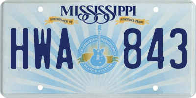 MS license plate HWA843
