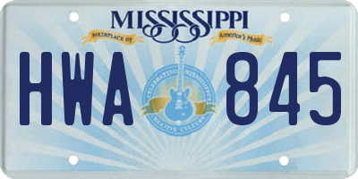 MS license plate HWA845