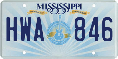 MS license plate HWA846
