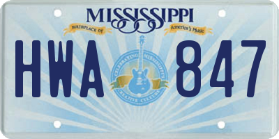 MS license plate HWA847