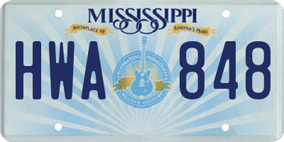 MS license plate HWA848