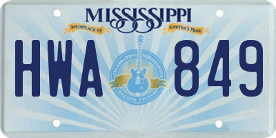 MS license plate HWA849