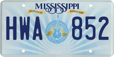 MS license plate HWA852