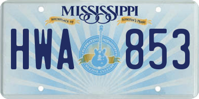 MS license plate HWA853
