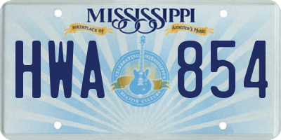 MS license plate HWA854