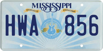 MS license plate HWA856