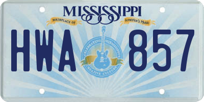 MS license plate HWA857
