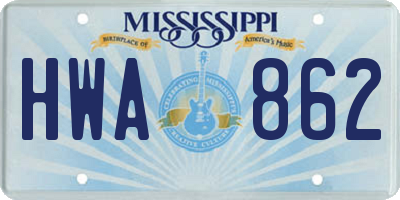 MS license plate HWA862