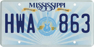 MS license plate HWA863