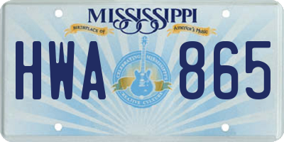 MS license plate HWA865