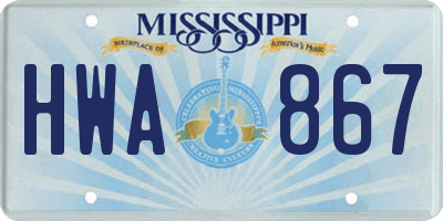 MS license plate HWA867
