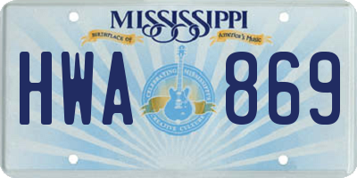 MS license plate HWA869