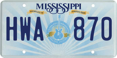 MS license plate HWA870