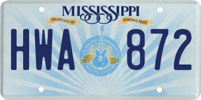MS license plate HWA872