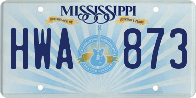 MS license plate HWA873