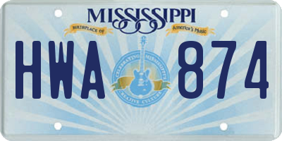 MS license plate HWA874