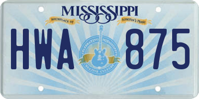 MS license plate HWA875
