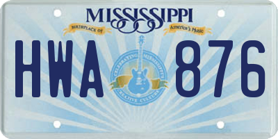 MS license plate HWA876