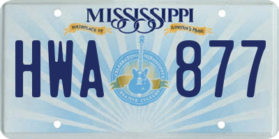 MS license plate HWA877
