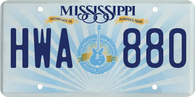 MS license plate HWA880
