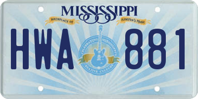 MS license plate HWA881